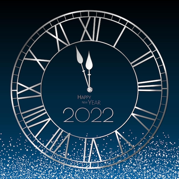 Vettore felice anno nuovo 2021 orologio e design glitterato