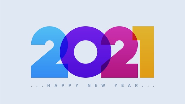 Happy new year 2021 colorful greeting card