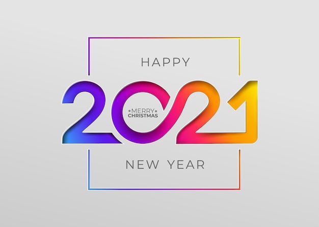 Happy new year 2021 elegant card in paper style for your seasonal holidays