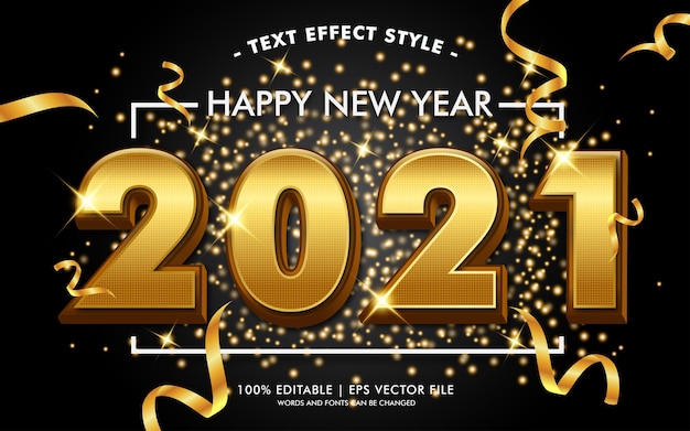 Happy new year 2021 gold text effects style