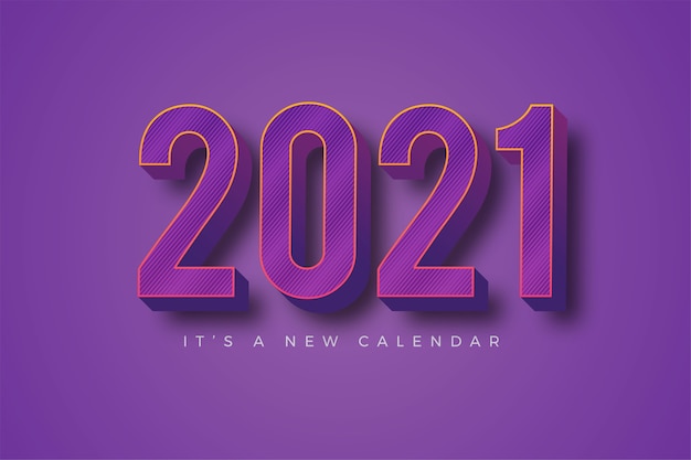 Happy new year 2021 Gradient violet colorful template for calendar