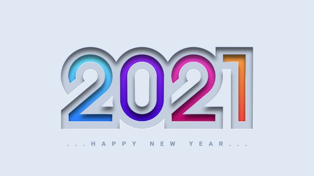 Vector happy new year 2021 greeting card with colorful modern design