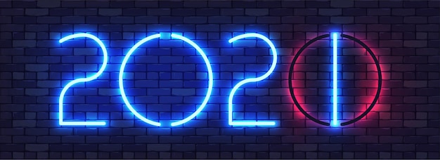 Happy new year 2021 neon colorful banner