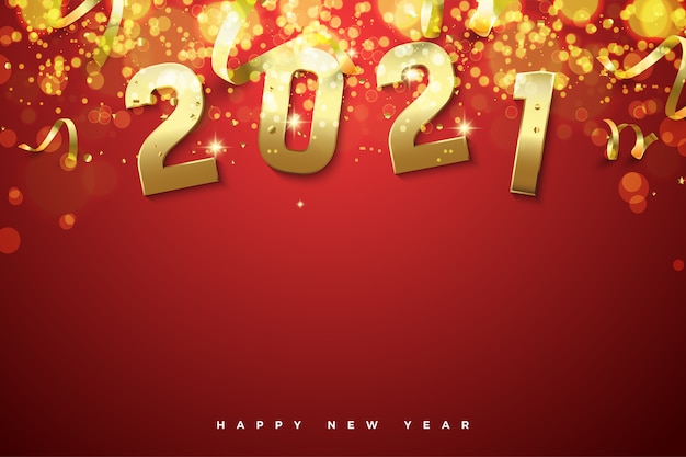 黄金の数字と黄金の光で新年あけましておめでとうございます2021。
