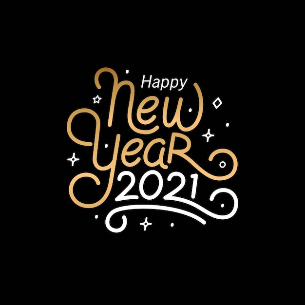 Happy new year 2021 with lettering typography style