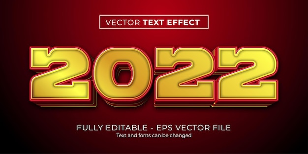 Felice anno nuovo 2022 modello di effetto stile modificabile testo 3d