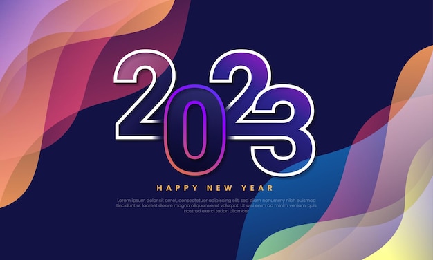 Happy new year 2022 art line style with gradient color premium vector