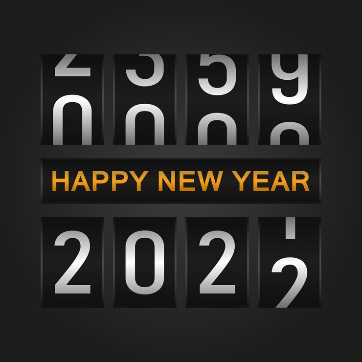 Vector happy new year 2022 on auto car speedometer with clock creative 3d concept