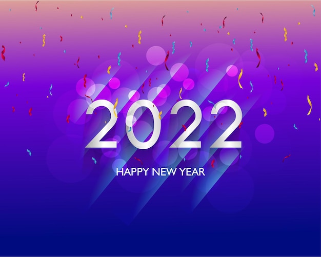 Happy new year 2022 background. golden shiny numbers with confetti and ribbons on black background. holiday greeting card design.