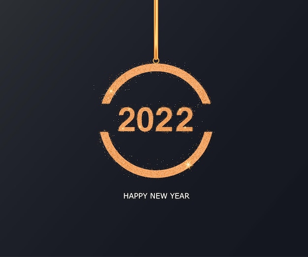 Felice anno nuovo sfondo 2022 con ornamento d'oro vector