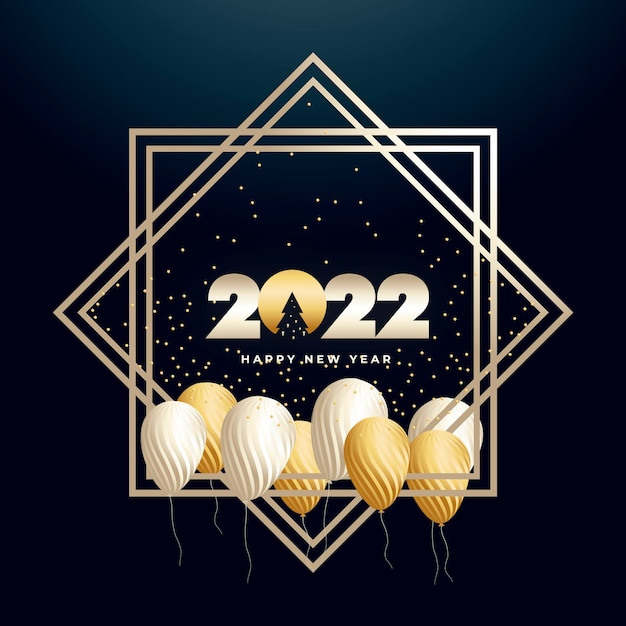 Happy new year 2022 background with realistic balloons