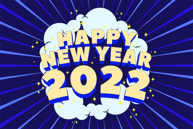 Happy new year 2022 background with retro style