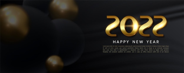 Happy new year 2022 banner template on dark background