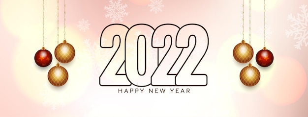 Happy new year 2022 banner with christmas elements vector