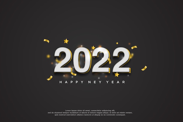 Happy new year 2022 on black and glitter background