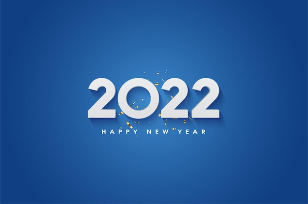 Vector happy new year 2022 on a blue background