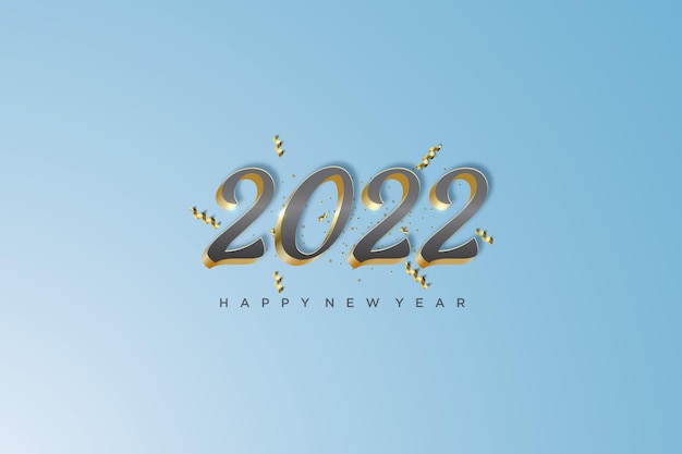 Happy new year 2022 on a blue background