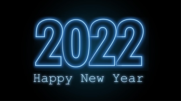 Happy New Year 2022 blue neon