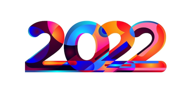 Happy New Year 2022 Colorful Geometric 3D numbers