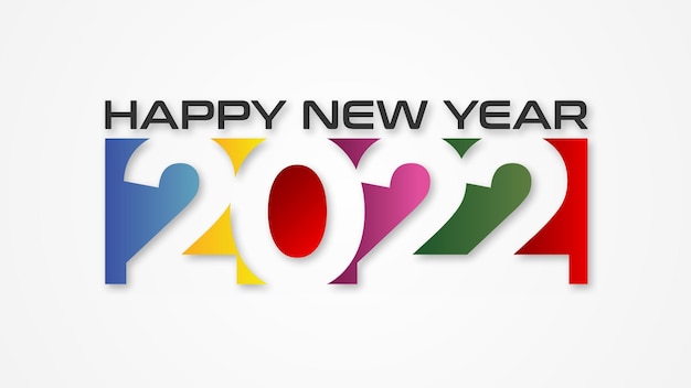 새해 복 많이 받으세요 2022 다채로운 텍스트입니다. 2022 숫자 벡터 인사말, 초대장, 배너 또는 배경에 적합한 디자인 그림입니다.