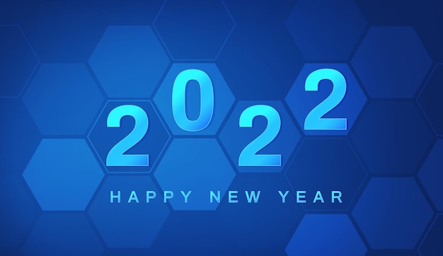 Felice anno nuovo 2022 tecnologia digitale sfondo blu astratto futuristico