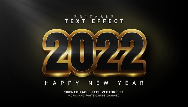 Felice anno nuovo 2022 effetto testo modificabile illustrazione vettoriale