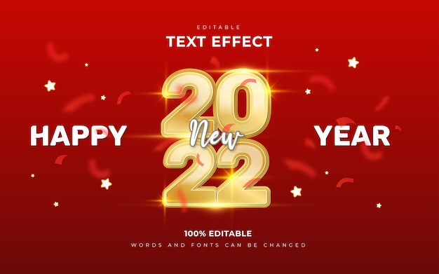 Happy new year 2022 editable text effects