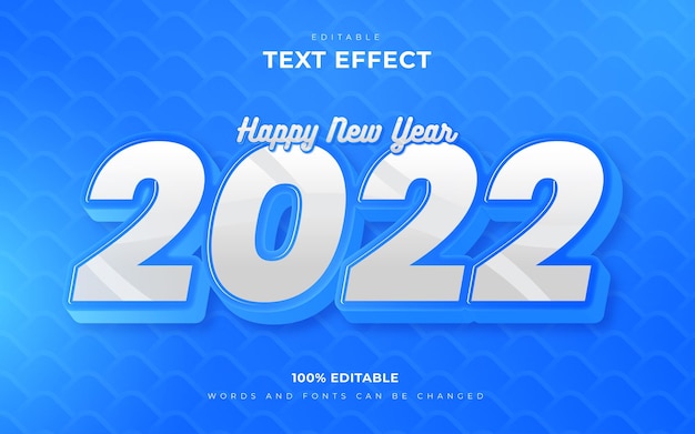 Felice anno nuovo 2022 effetti di testo modificabili