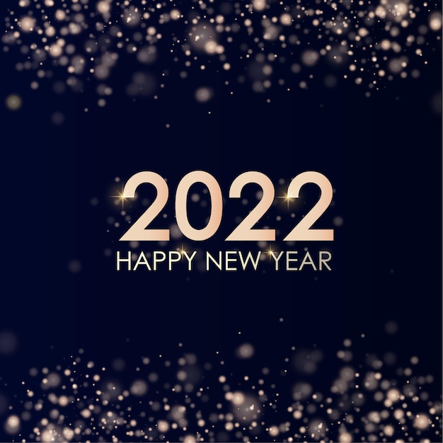 Vector happy new year 2022 elegant gold backlit text minimalistic text gold dust greeting card