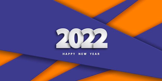 Felice anno nuovo 2022 sfondo festivo in stile taglio carta