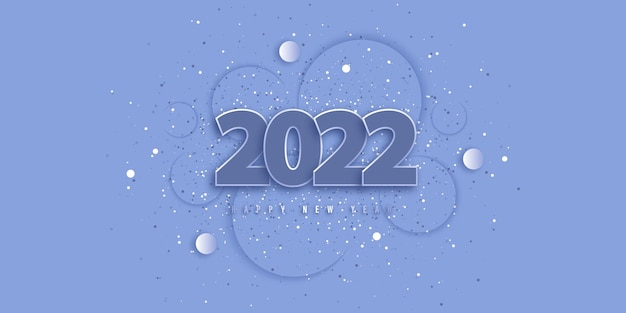 Happy new year 2022 Festive blue background with 3D numbers and confetti