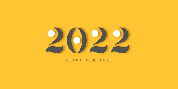 새해 복 많이 받으세요 2022 3D 숫자가 있는 축제 노란색 배경