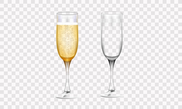 Happy new year 2022. glasses of champagne and golden elegant lettering. vector