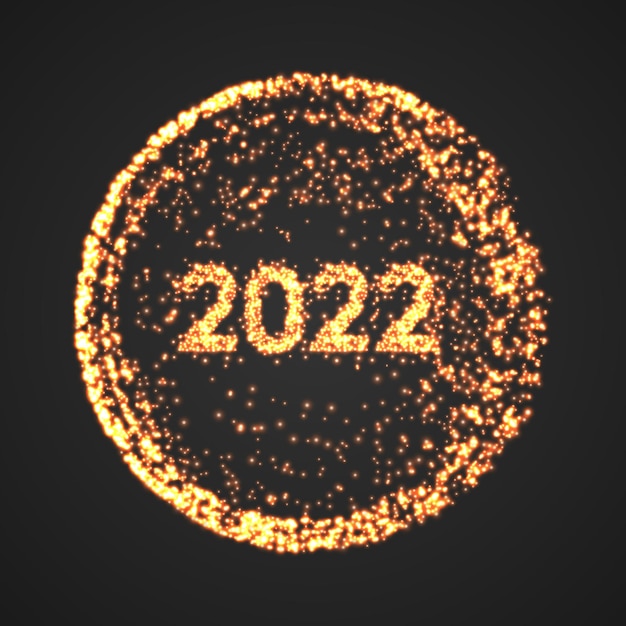 Happy new year 2022 Golden explosion particles background