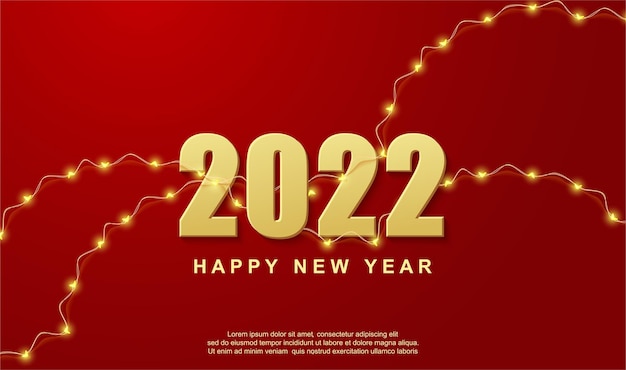 С новым годом 2022 приветствие фон с золотым номером и лампой