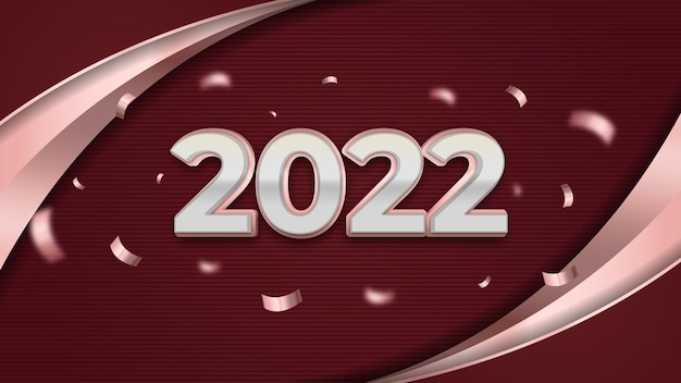 поздравительная открытка с новым годом 2022 на роскошном красном и розовом золотом фоне