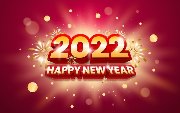 Happy New Year 2022 greeting with shine background