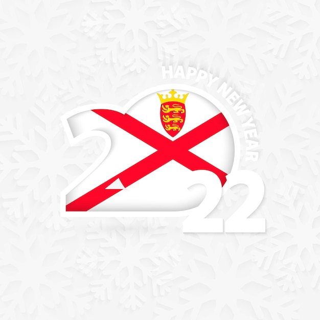 Happy New Year 2022 for Jersey on snowflake background.