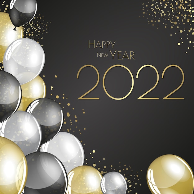 明けましておめでとうございます2022年大きなグリーティングカードのイラスト