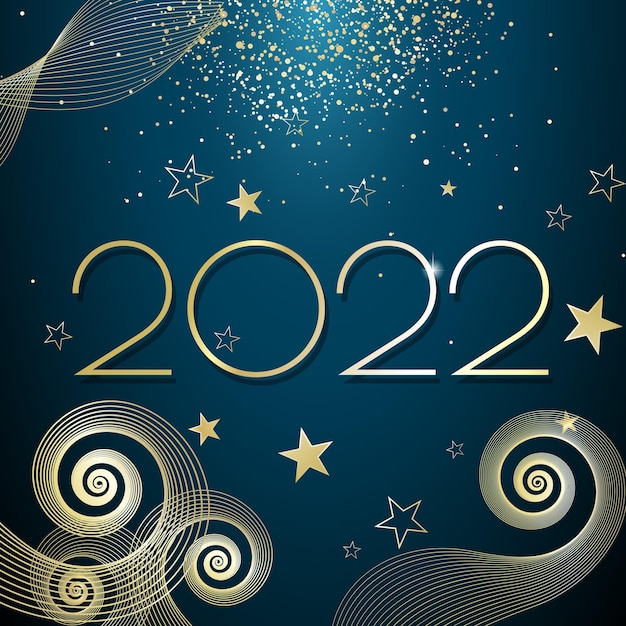 Happy new year 2022 large greeting card illustration