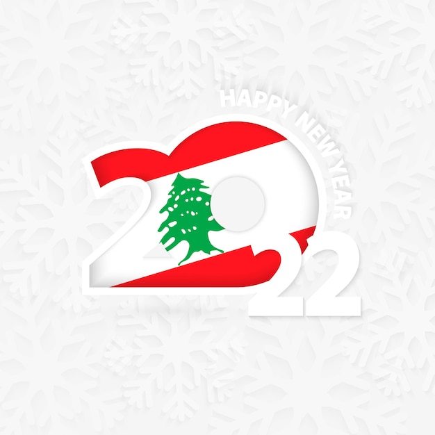 Happy New Year 2022 for Lebanon on snowflake background.