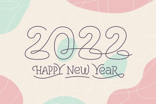 Вектор С новым годом 2022 надписи на современном векторном фоне с простыми формами. шаблон дизайна поздравительной открытки с типографской этикеткой