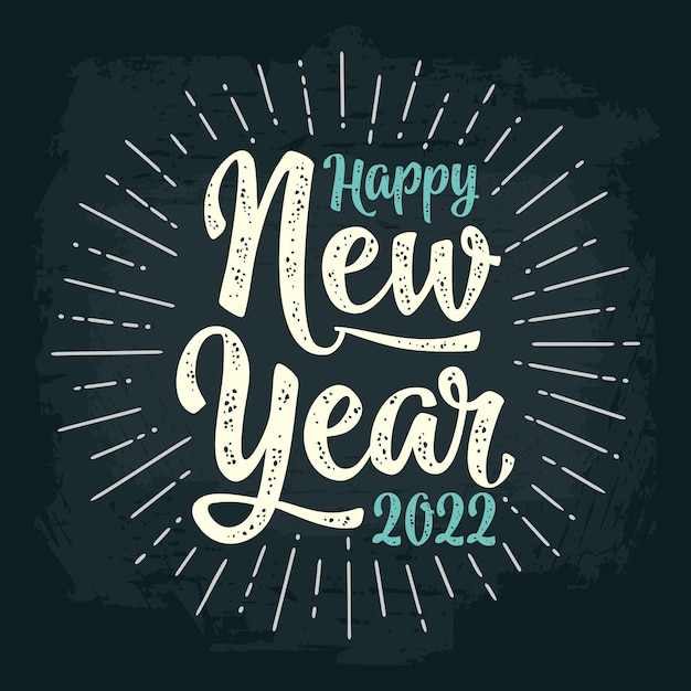 Vector happy new year 2022 lettering with salute. vector vintage illustration