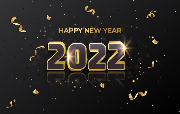 Happy new year 2022 luxury golden greetings card abstract background