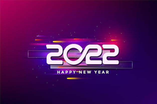 Felice anno nuovo 2022 moderno elegante viola vacanze stagionali vettore biglietto di auguri
