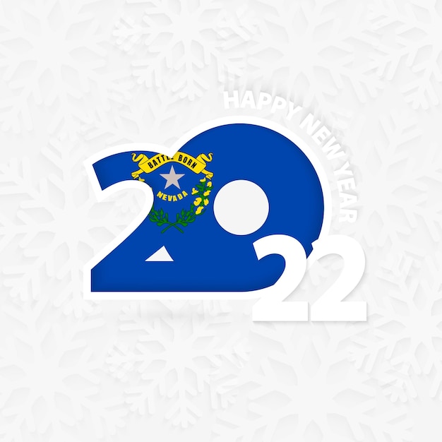 Happy New Year 2022 for Nevada on snowflake background.