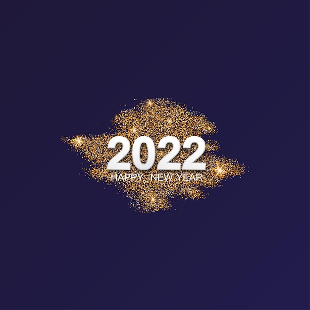 Happy new year 2022 numbers on the golden glitter background Vector