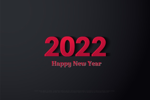 黒の背景と赤の数字で新年あけましておめでとうございます2022