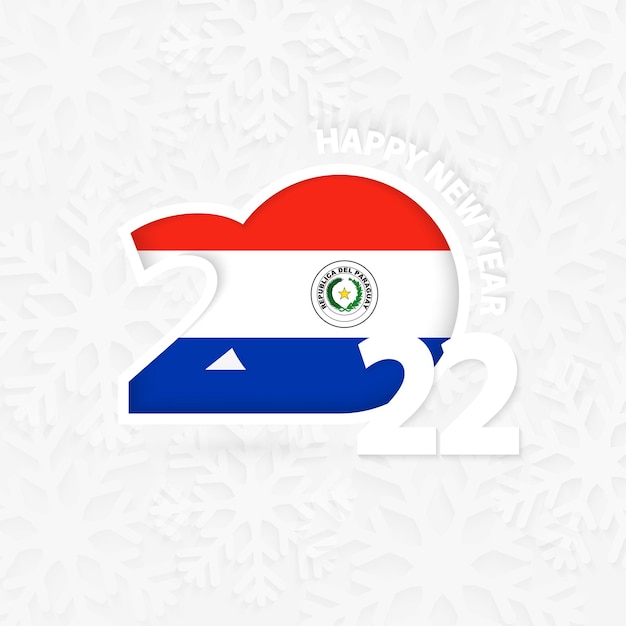 Happy New Year 2022 for Paraguay on snowflake background.