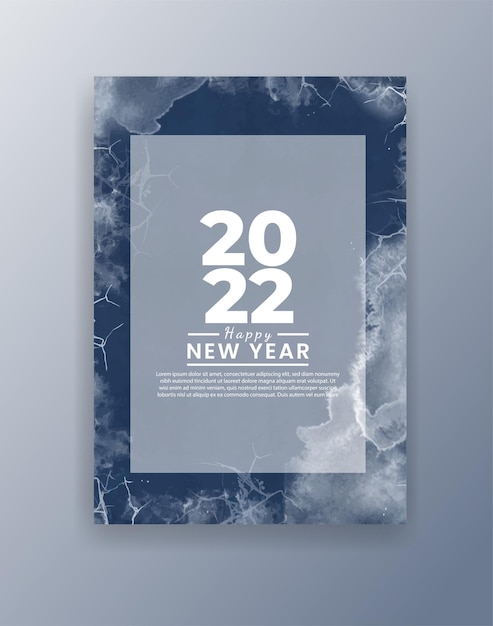 Felice anno nuovo 2022 poster o modello di carta con spruzzi di lavaggio ad acquerello